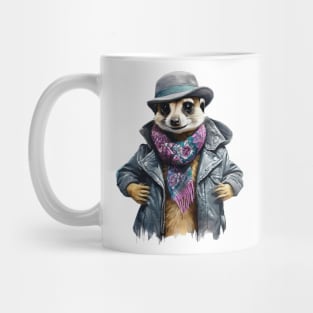 Meerkat wearing a jackets hat and a scarf Mug